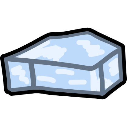  a light blue rectangle of ice with an outline